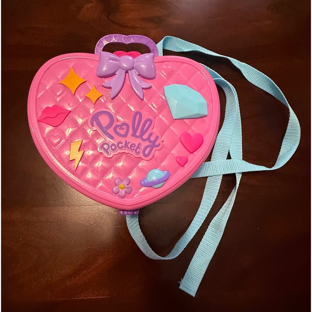 Polly Pocket Tiny is Mighty Theme Park Backpack Playset Pink Heart Carousel Toy - Picture 6 of 6